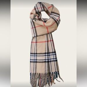 NWOT O/S Look for Less Beige plaid Scarf